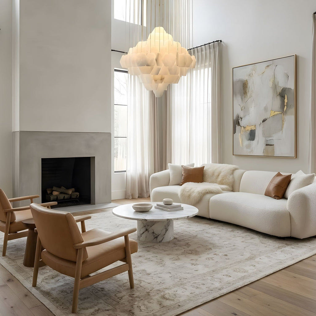 Elegant Hexa Alabaster Cascade Chandelier - CasaraHouse