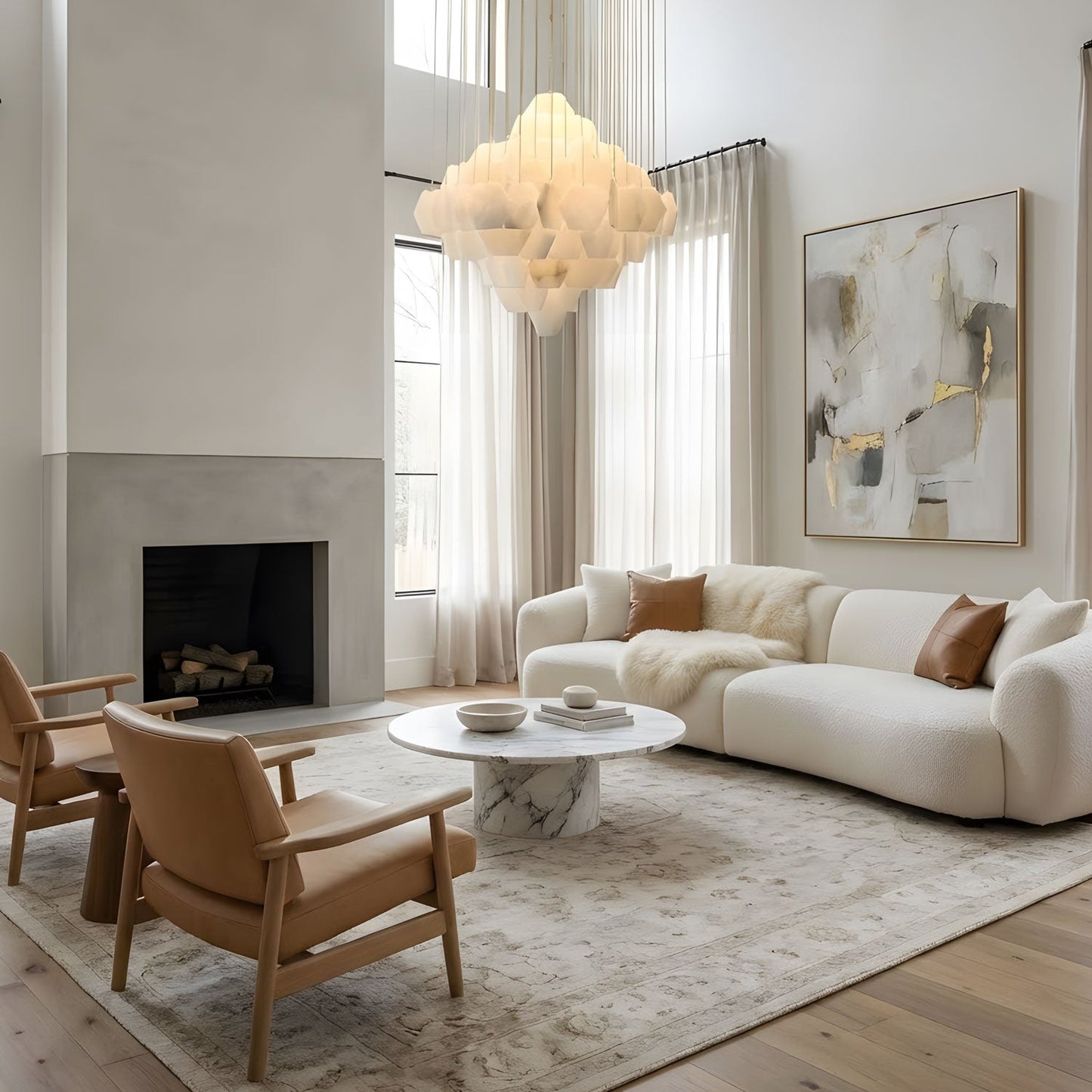 Elegant Hexa Alabaster Cascade Chandelier - CasaraHouse