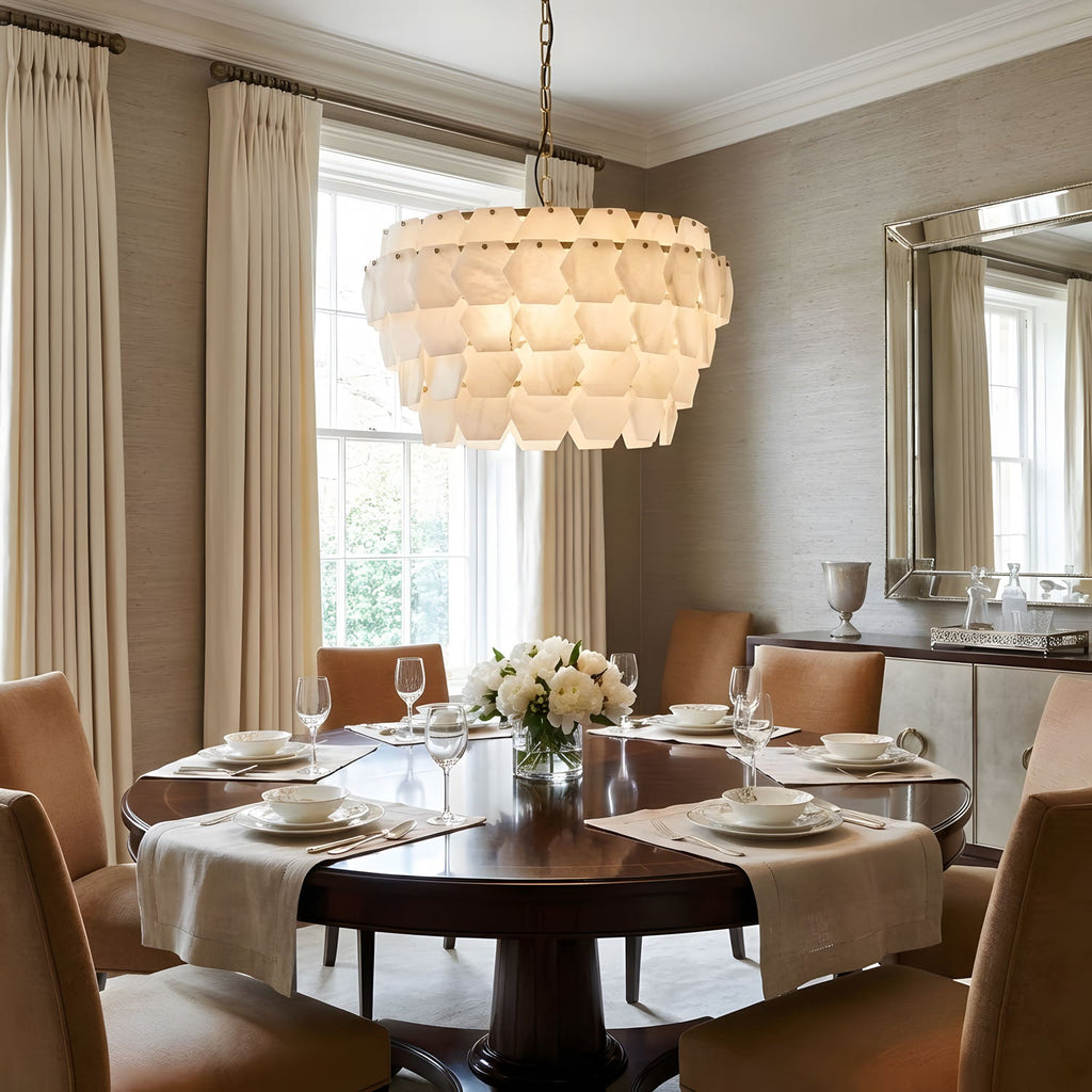 Elegant Hexa Cloud Alabaster Pendant Light - CasaraHouse