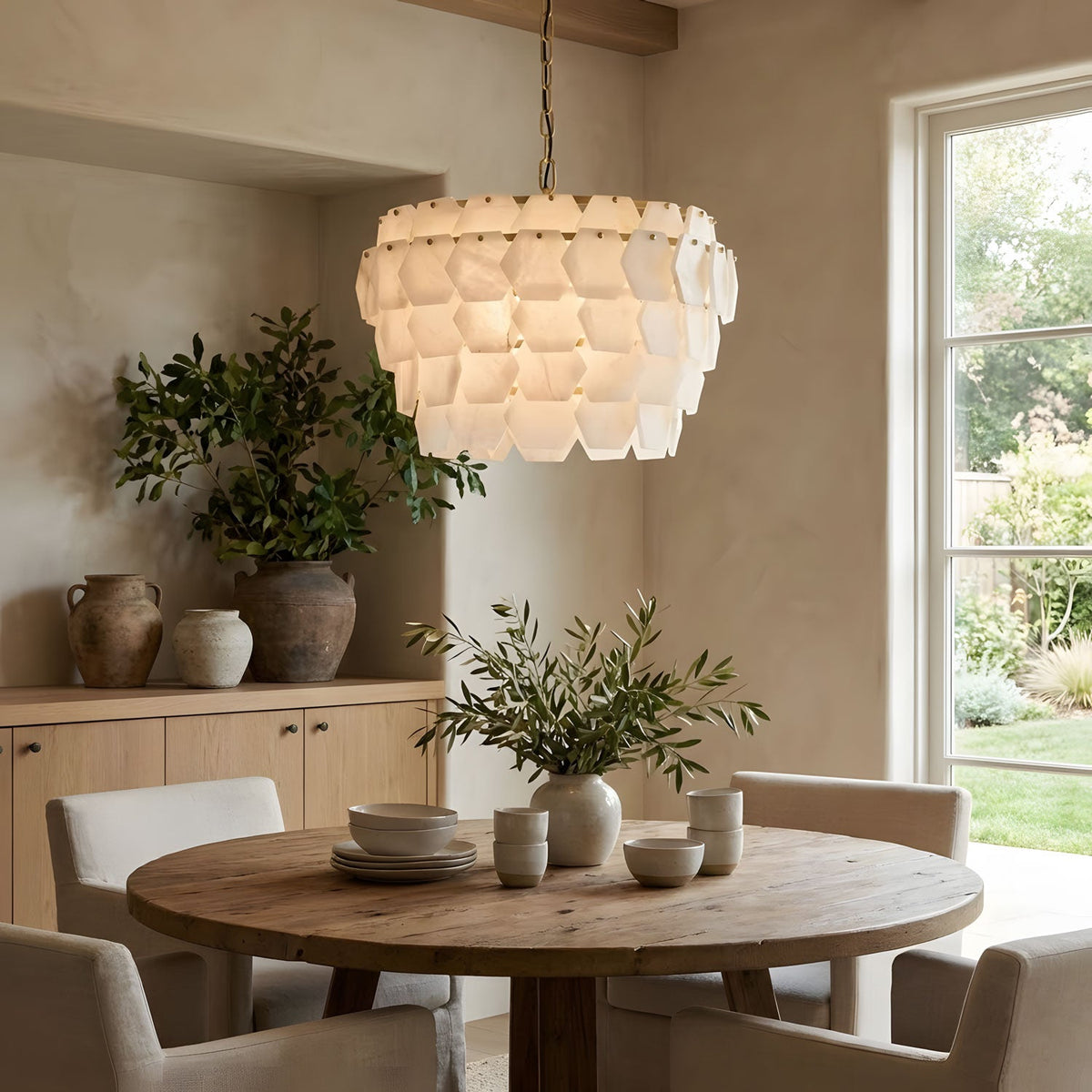 Elegant Hexa Cloud Alabaster Pendant Light - CasaraHouse