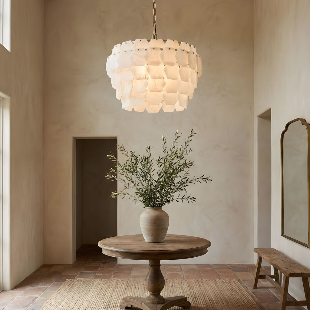 Elegant Hexa Cloud Alabaster Pendant Light - CasaraHouse