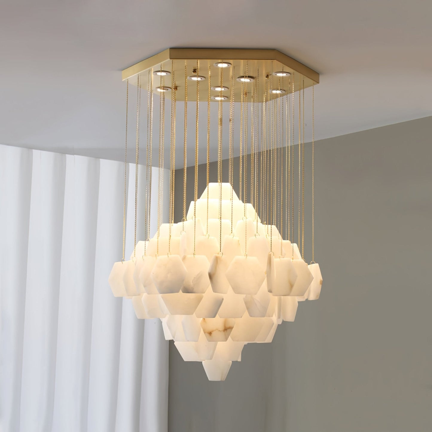 Elegant Hexa Alabaster Cascade Chandelier - CasaraHouse