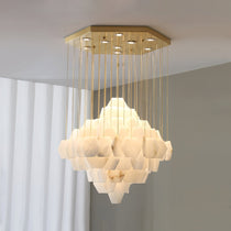 Elegant Hexa Alabaster Cascade Chandelier - CasaraHouse