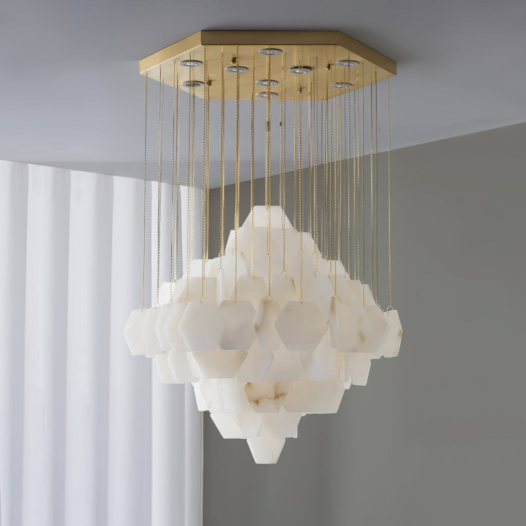 Elegant Hexa Alabaster Cascade Chandelier - CasaraHouse