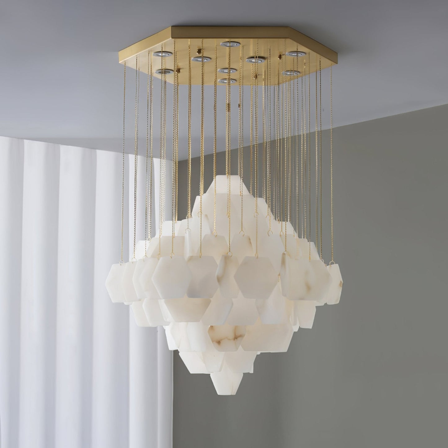 Elegant Hexa Alabaster Cascade Chandelier - CasaraHouse