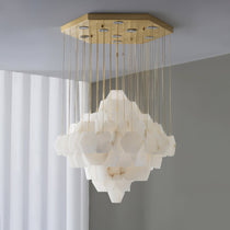 Elegant Hexa Alabaster Cascade Chandelier - CasaraHouse