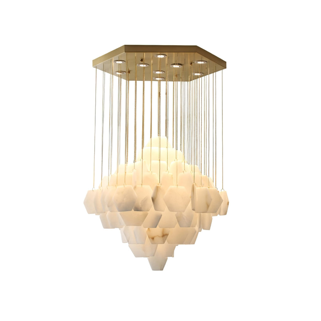 Elegant Hexa Alabaster Cascade Chandelier - CasaraHouse