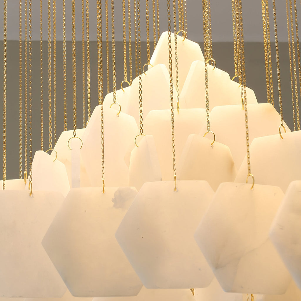 Elegant Hexa Alabaster Cascade Chandelier - CasaraHouse