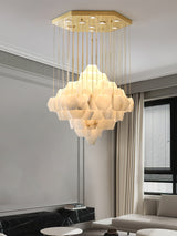 Elegant Hexa Alabaster Cascade Chandelier - CasaraHouse