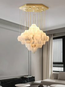 Elegant Hexa Alabaster Cascade Chandelier - CasaraHouse