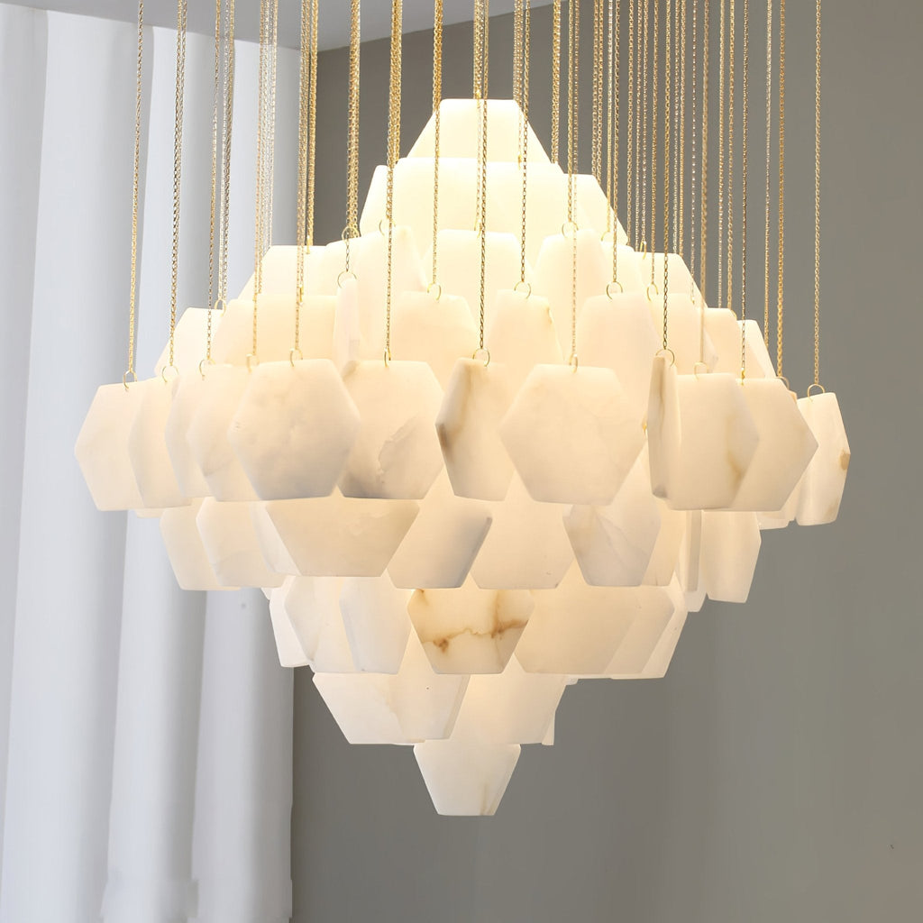 Elegant Hexa Alabaster Cascade Chandelier - CasaraHouse