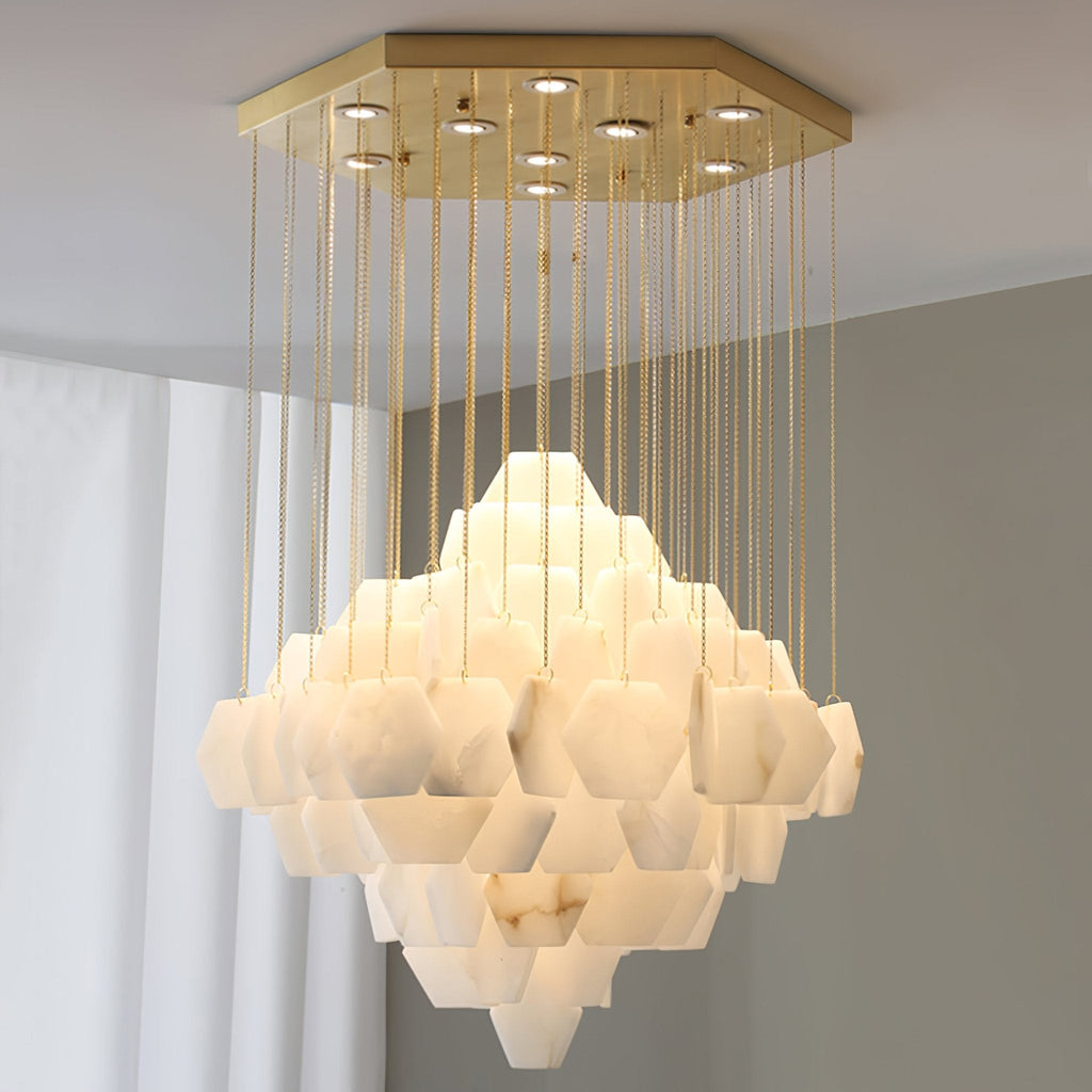 Elegant Hexa Alabaster Cascade Chandelier - CasaraHouse