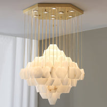 Elegant Hexa Alabaster Cascade Chandelier - CasaraHouse