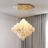 Elegant Hexa Alabaster Cascade Chandelier - CasaraHouse