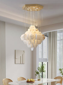 Elegant Hexa Alabaster Cascade Chandelier - CasaraHouse
