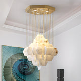 Elegant Hexa Alabaster Cascade Chandelier - CasaraHouse