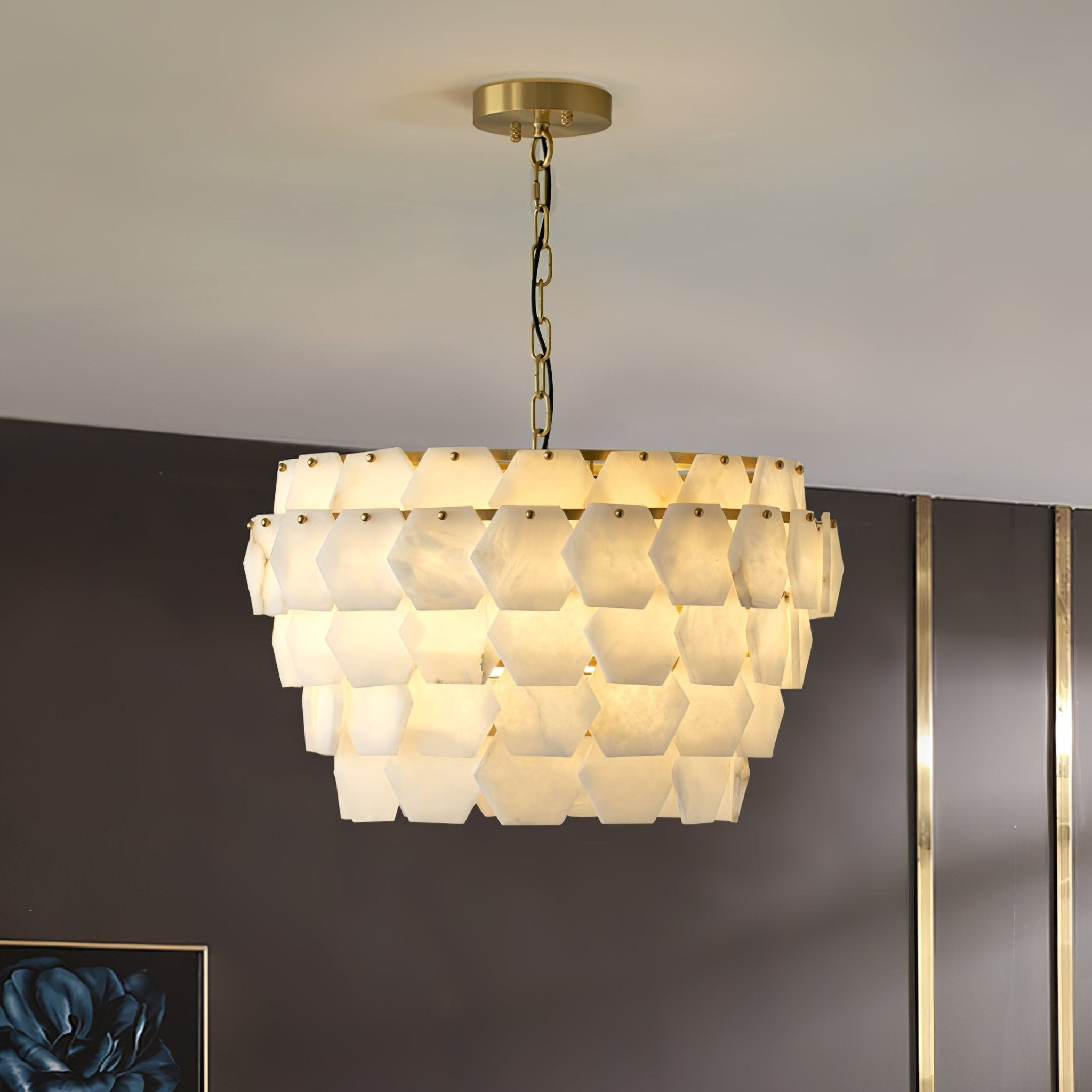 Elegant Hexa Cloud Alabaster Pendant Light - CasaraHouse
