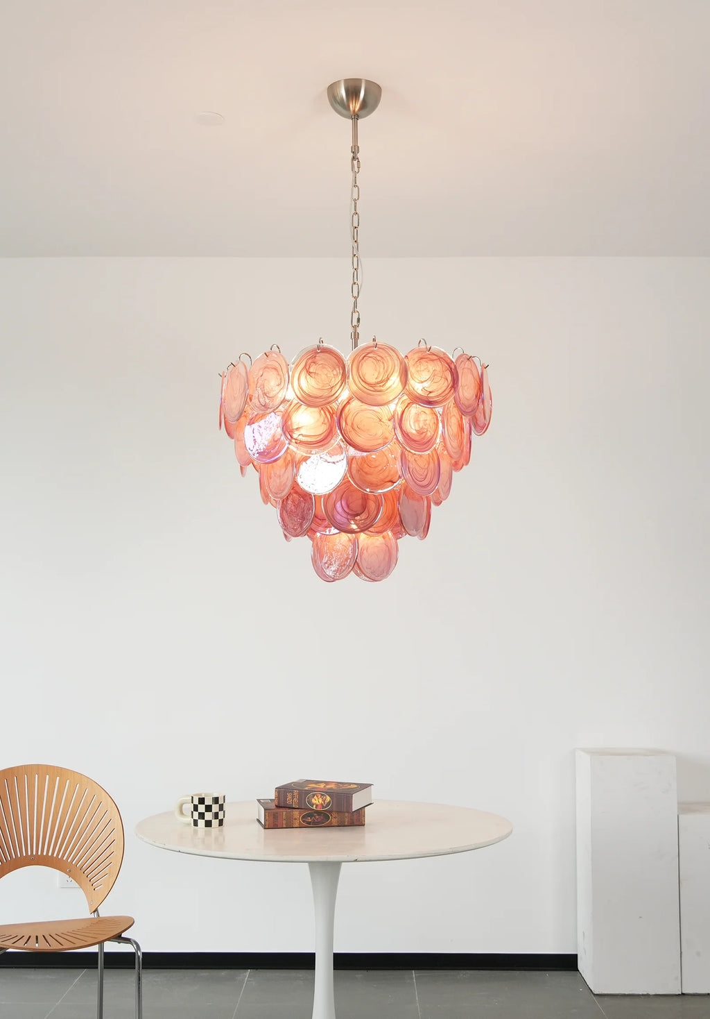 Pink Disc Murano Chandelier