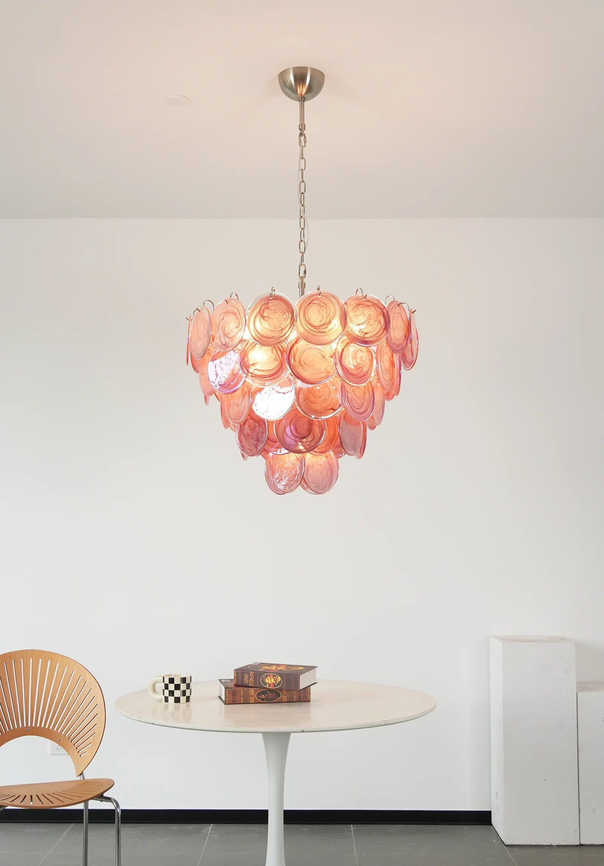Pink Disc Murano Chandelier