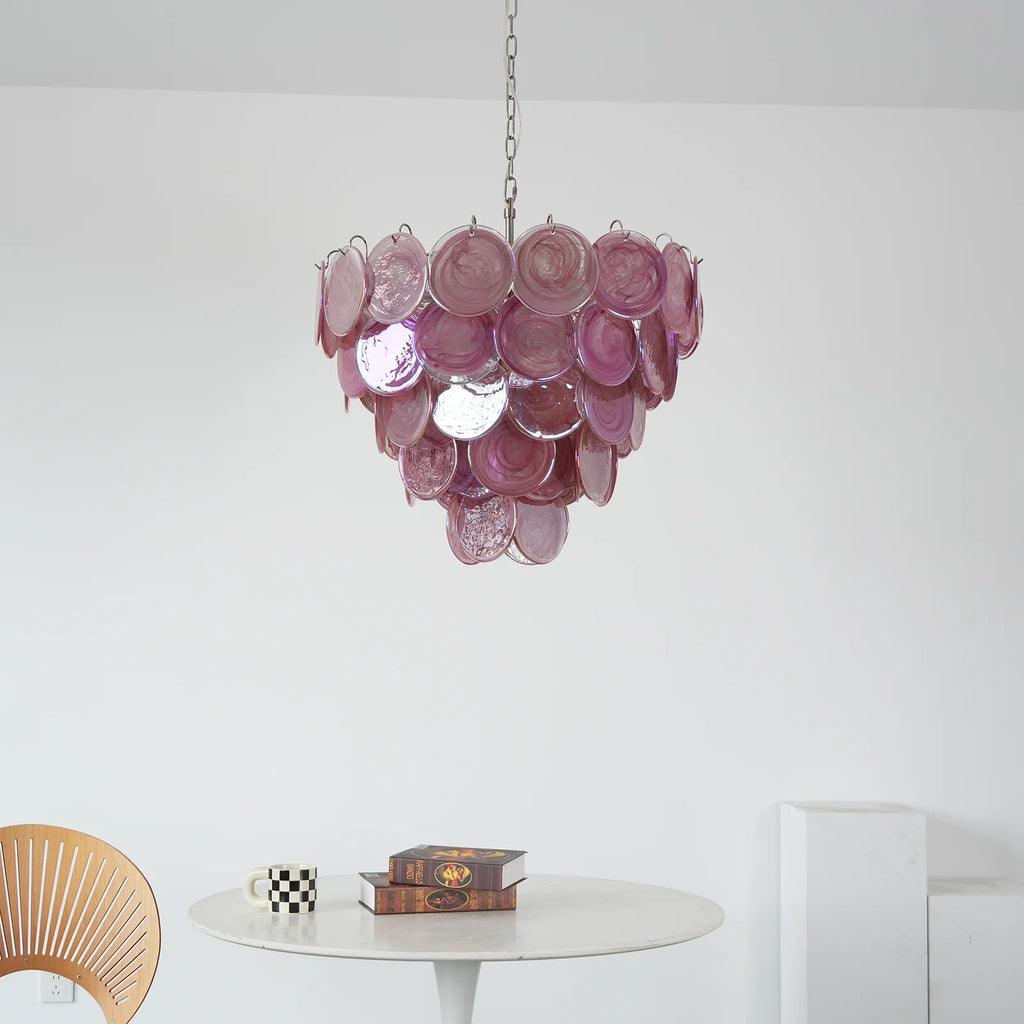 Pink Disc Murano Chandelier
