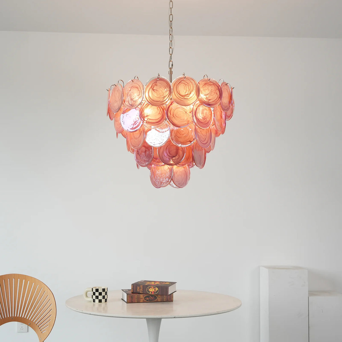 Pink Disc Murano Chandelier