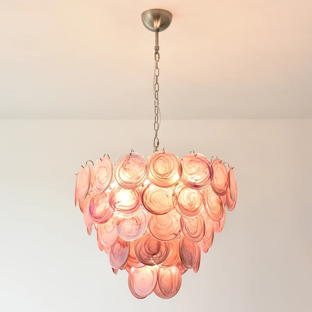 Pink Disc Murano Chandelier