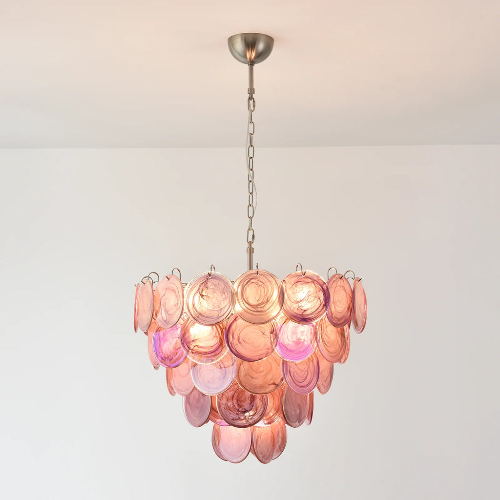 Pink Disc Murano Chandelier