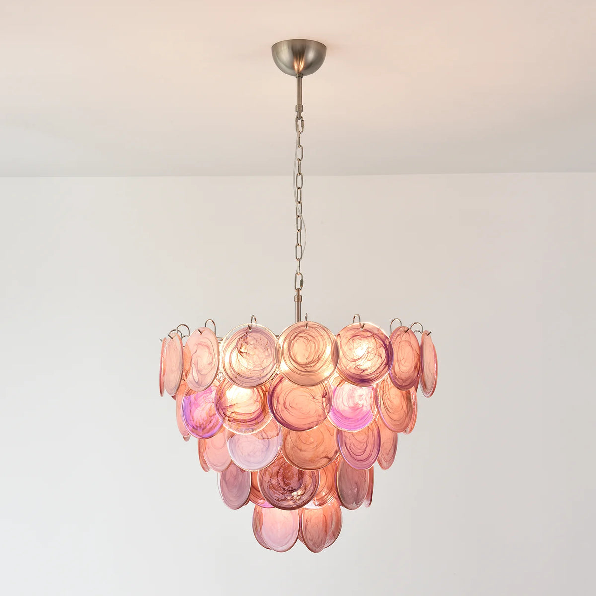 Pink Disc Murano Chandelier
