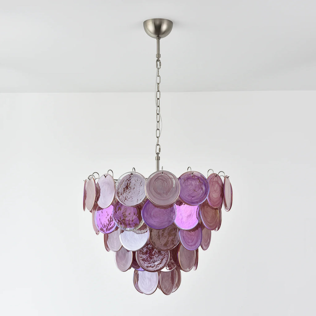 Pink Disc Murano Chandelier
