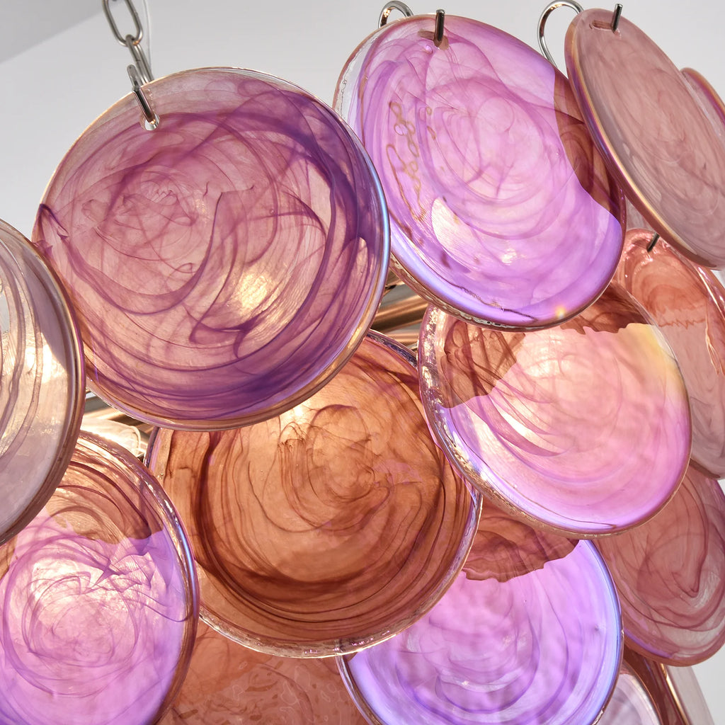 Pink Disc Murano Chandelier