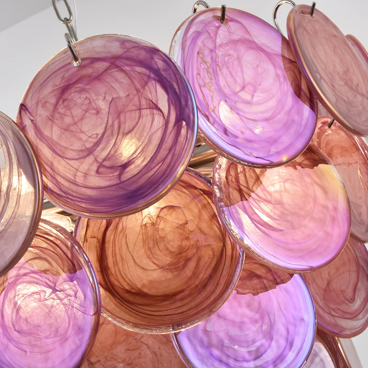 Pink Disc Murano Chandelier