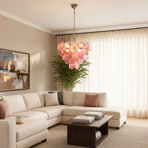 Pink Disc Murano Chandelier