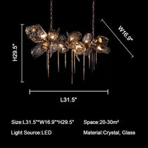 Glass Chandelier Italian Light Luxury Light Fixture for Dining Room/Living Room