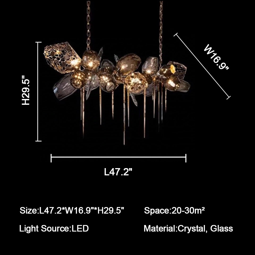 Glass Chandelier Italian Light Luxury Light Fixture for Dining Room/Living Room