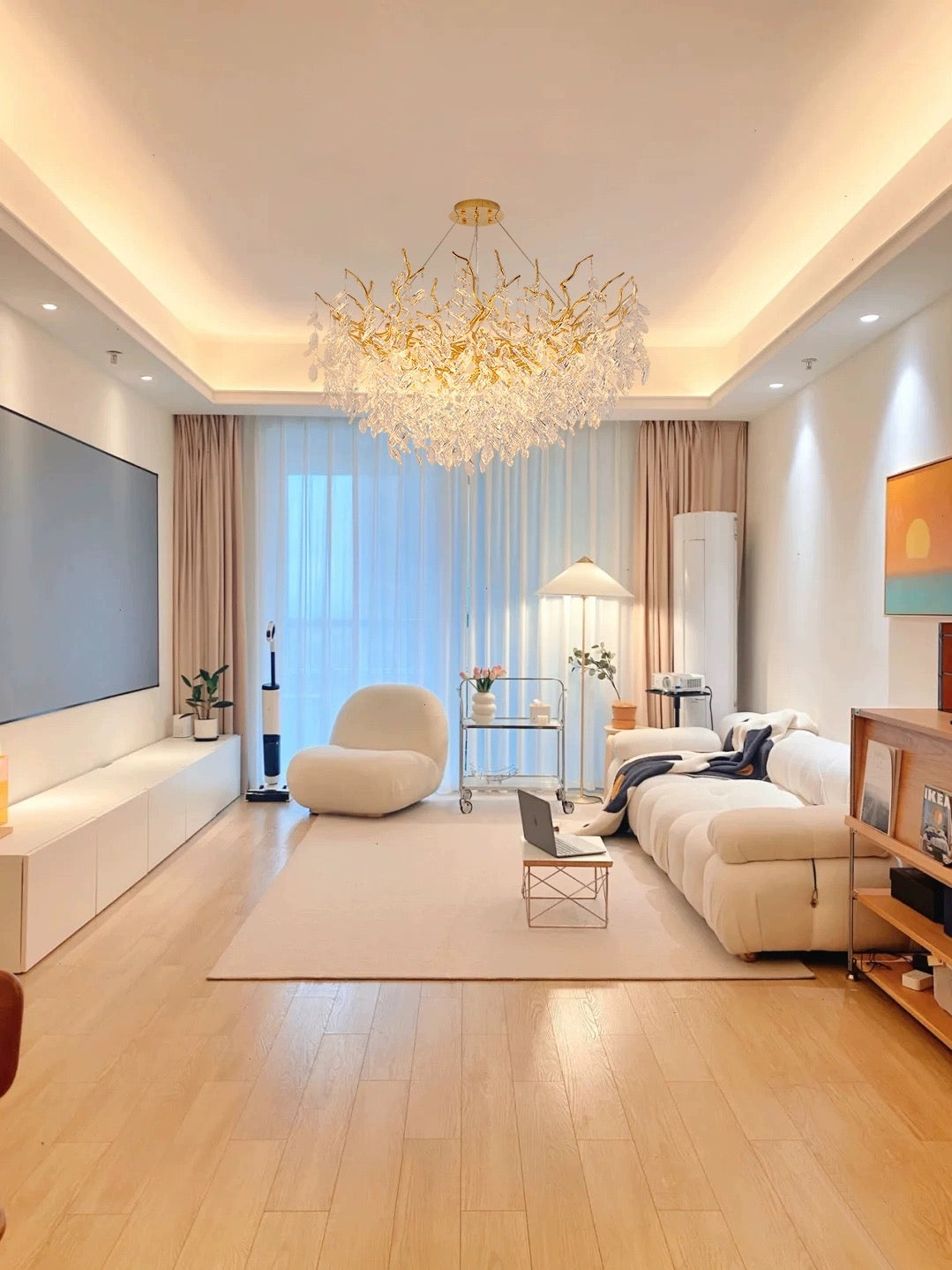 French Branch Elegant Crystal Leaves Chandelier