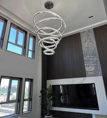 Modern Front Entryway Chandelier 3/4/5/6/7 Rings Crystal Gold/ Chrome Finish Ceiling Lamp
