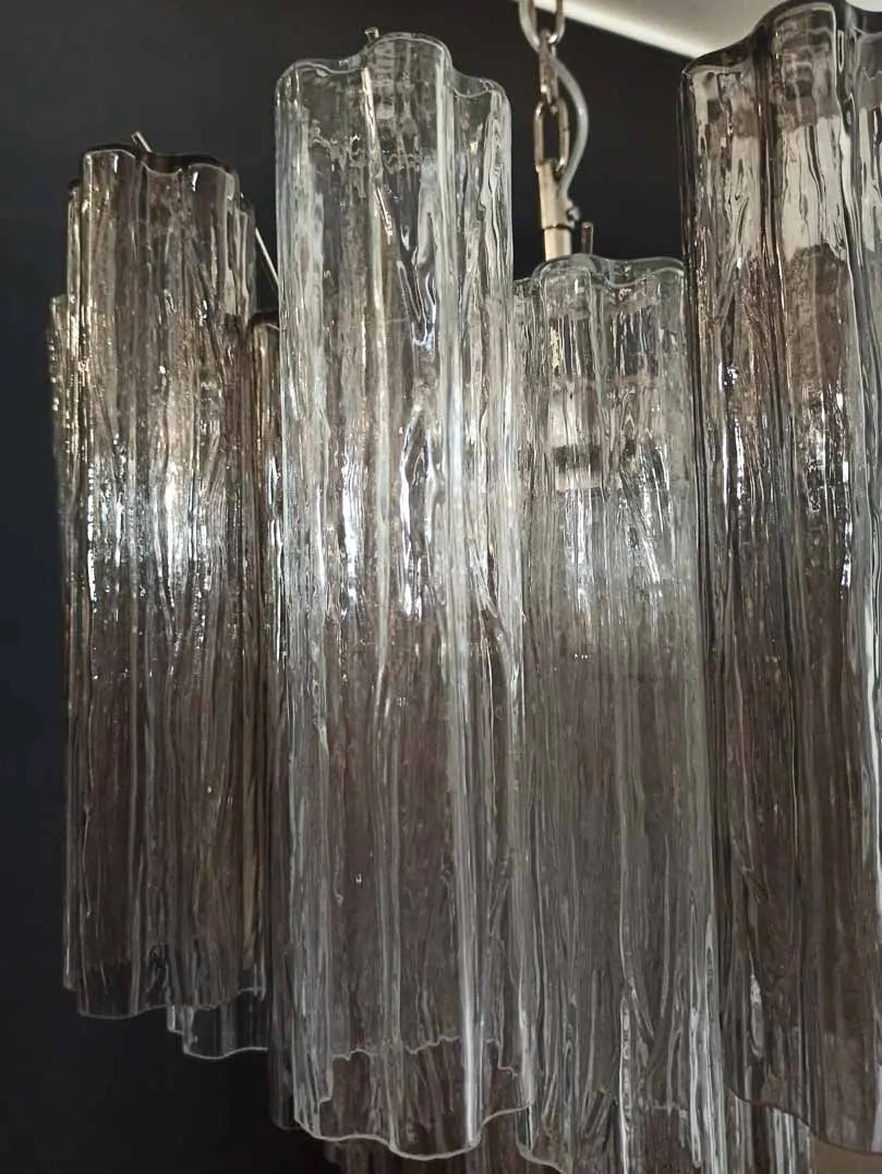 Murano Glass Chandelier – 36 tubes – Smoked/Transparent
