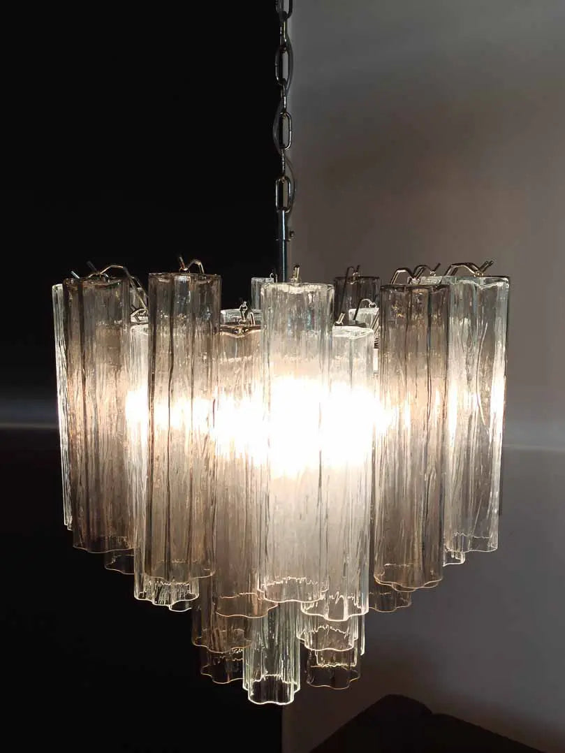 Murano Glass Chandelier – 36 tubes – Smoked/Transparent