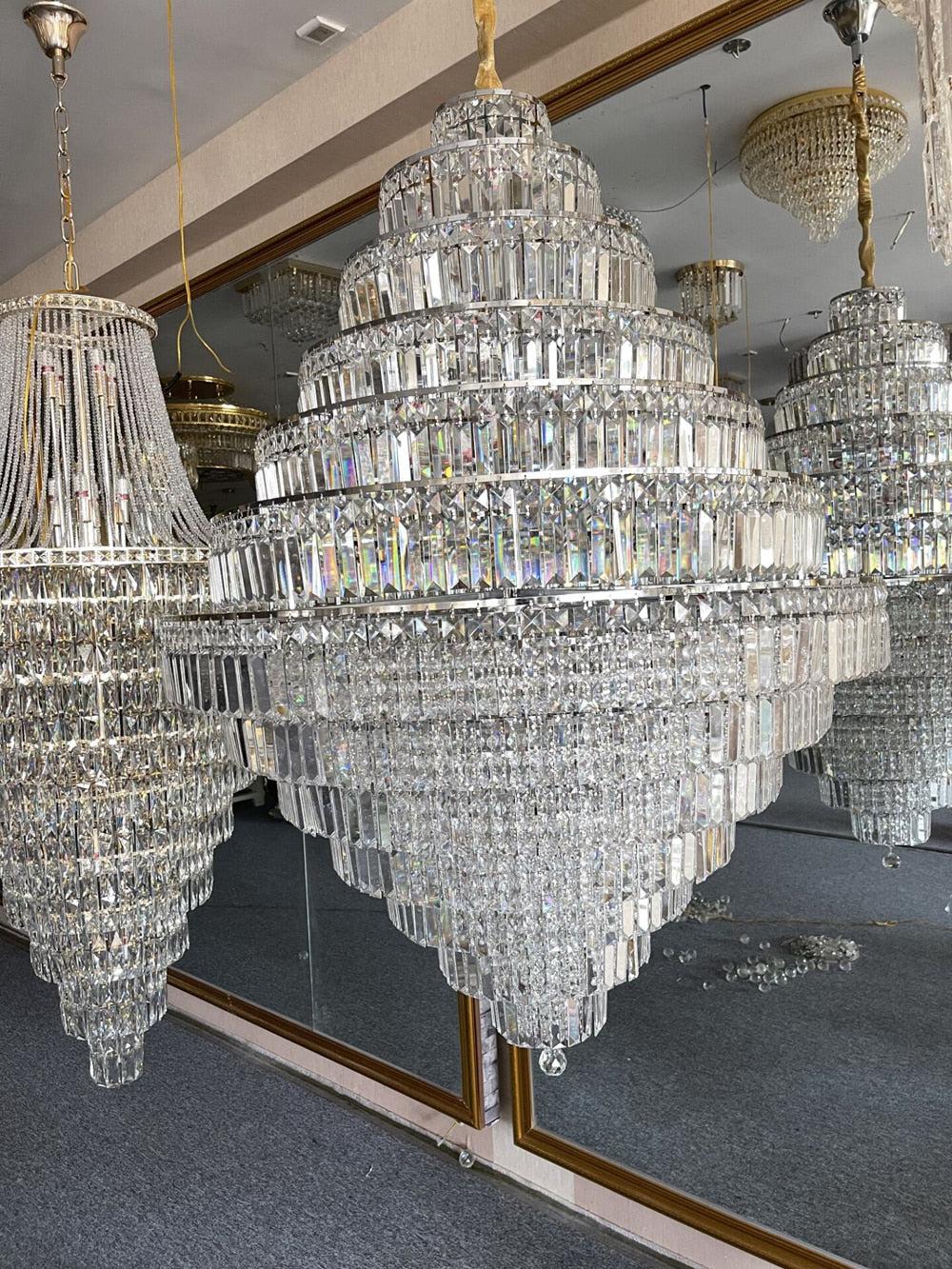 Chrome/ Silver/ Gold Extra Large Chandelier For Foyer Living Room Staircase Crystal Ceiling Lighting Fixture Secondary image