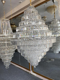 Chrome/ Silver/ Gold Extra Large Chandelier For Foyer Living Room Staircase Crystal Ceiling Lighting Fixture