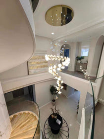 Ceramic Flower Chandelier in Artistic Brass Branch Design