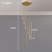 Minimalism Foyer Staircase Chandelier Ceiling Pendant Lighting Fixture For Living Room Entryway In Gold/ Black Finish