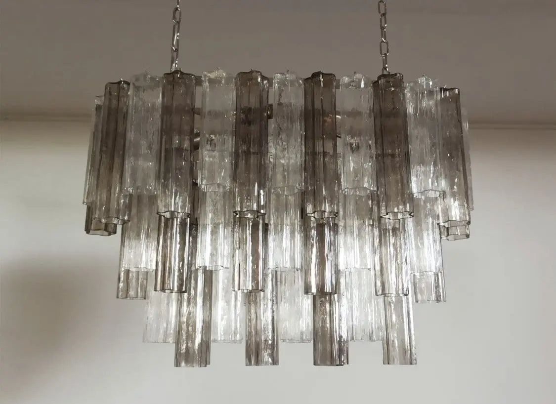 Murano Glass Chandelier – 62 Tubes – Smoked/Transparent