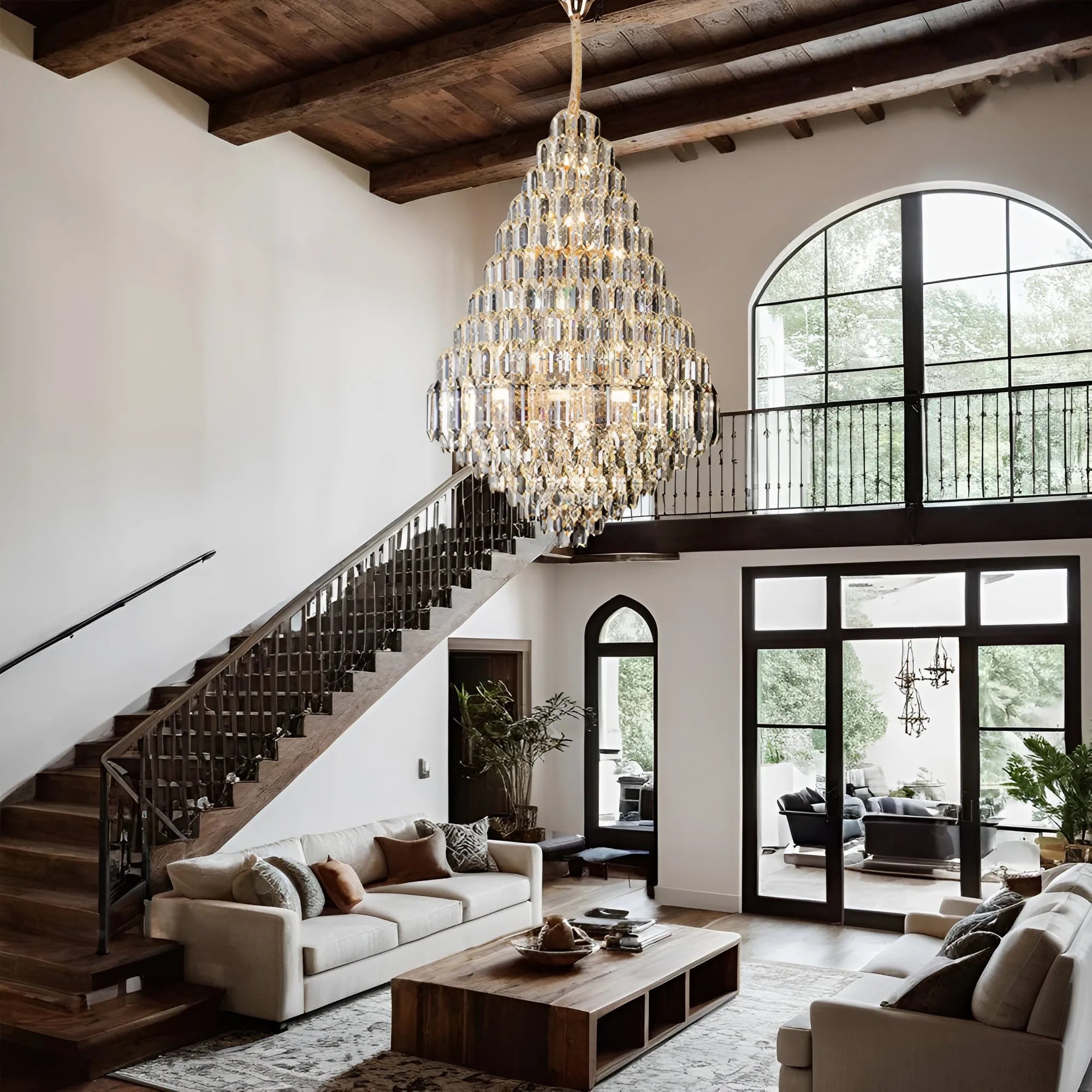 Ariana Somke And Clear Crystal Chandelier