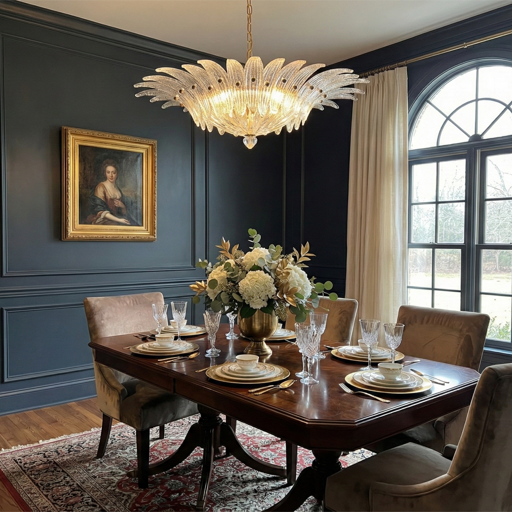 Murano Chandelier 36 Clear Palmette Glass - Oasislives