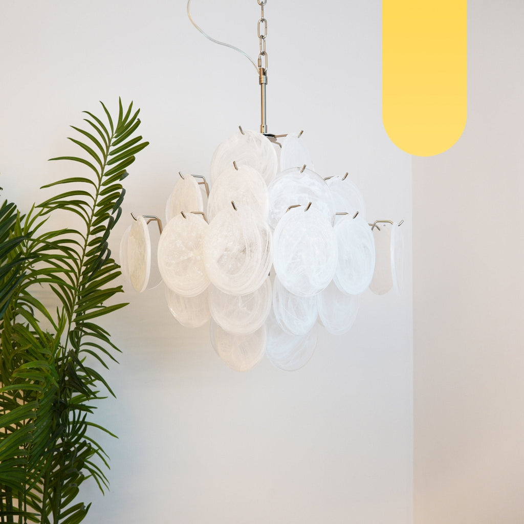 Isadora Murano Glass White Disc Chandelier