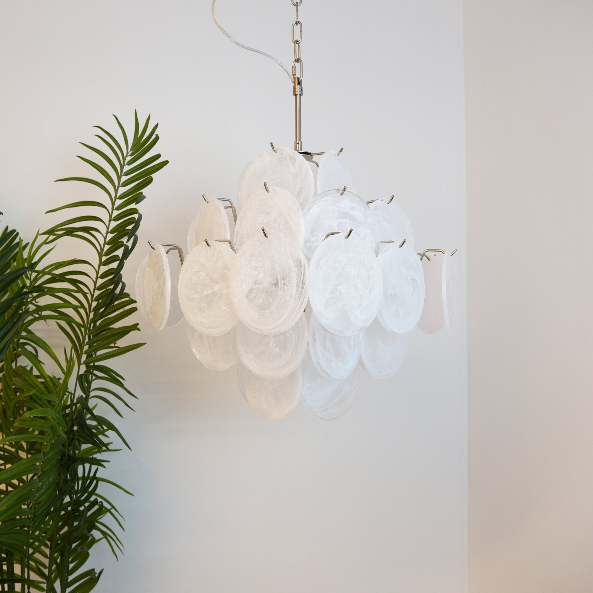Isadora Murano Glass White Disc Chandelier