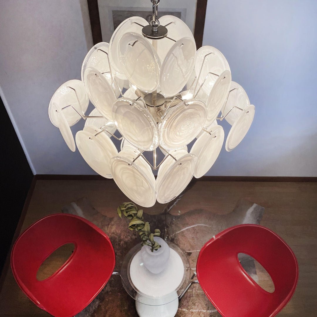 Isadora Murano Glass White Disc Chandelier