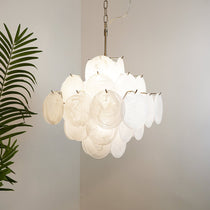 Isadora Murano Glass White Disc Chandelier