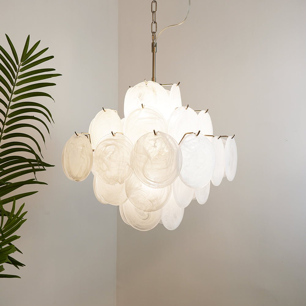 Isadora Murano Glass White Disc Chandelier